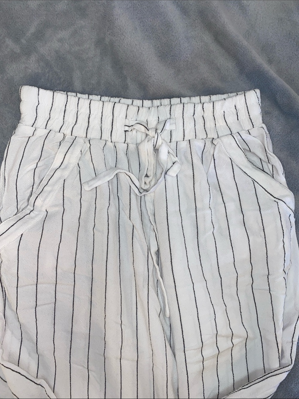 Sienna Sky White with Black Pinstripe Relaxed Pants/Beach Pants